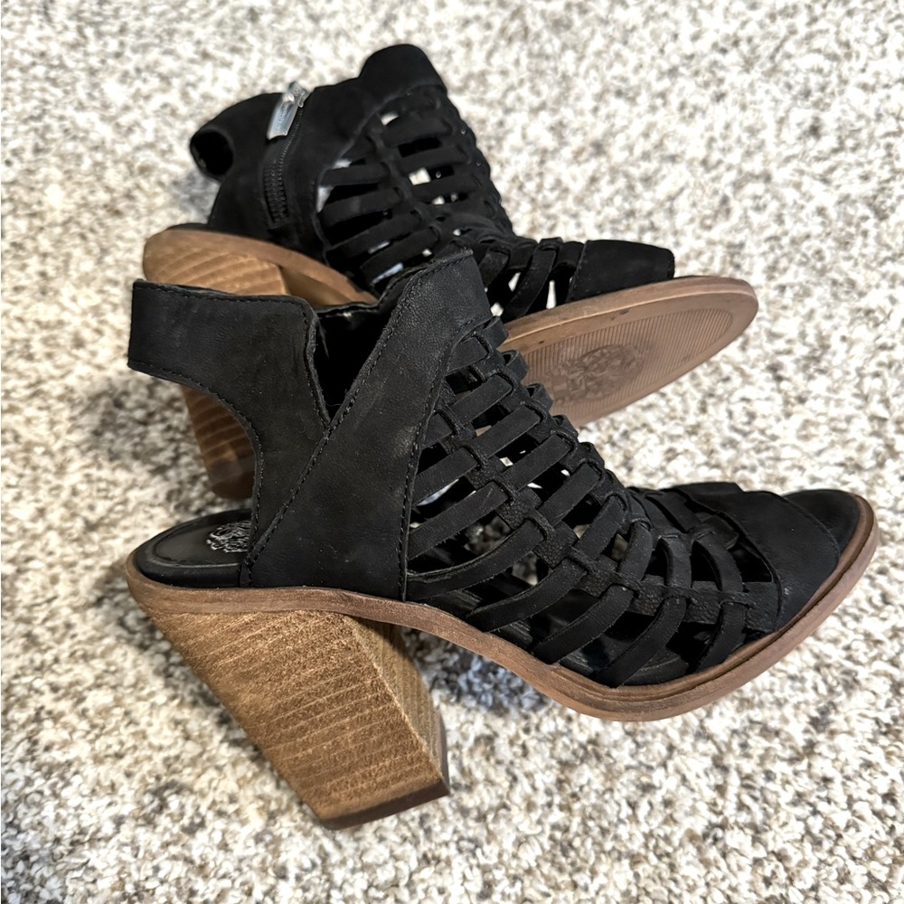 Vince Camuto Suede Zip Black Bootie Heels - 5